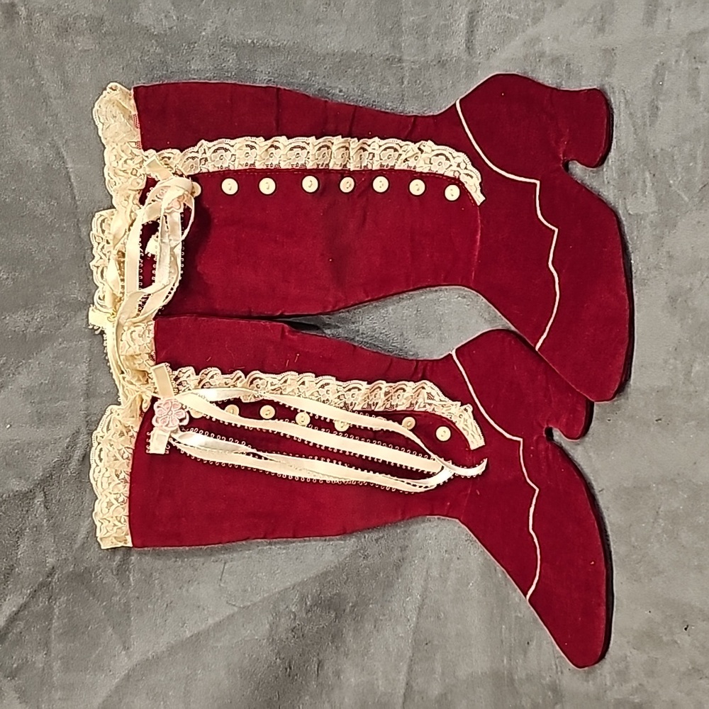 Vintage R. Dakin Stockings Christmas Victorian Boots Lace 1986 - Picture 1 of 9